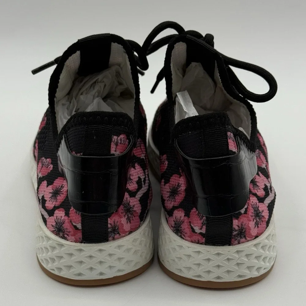 Urban Sport‎ By J/Slides Black Pink Cherry blossom? Mesh Knit Sneakers Sz 7
